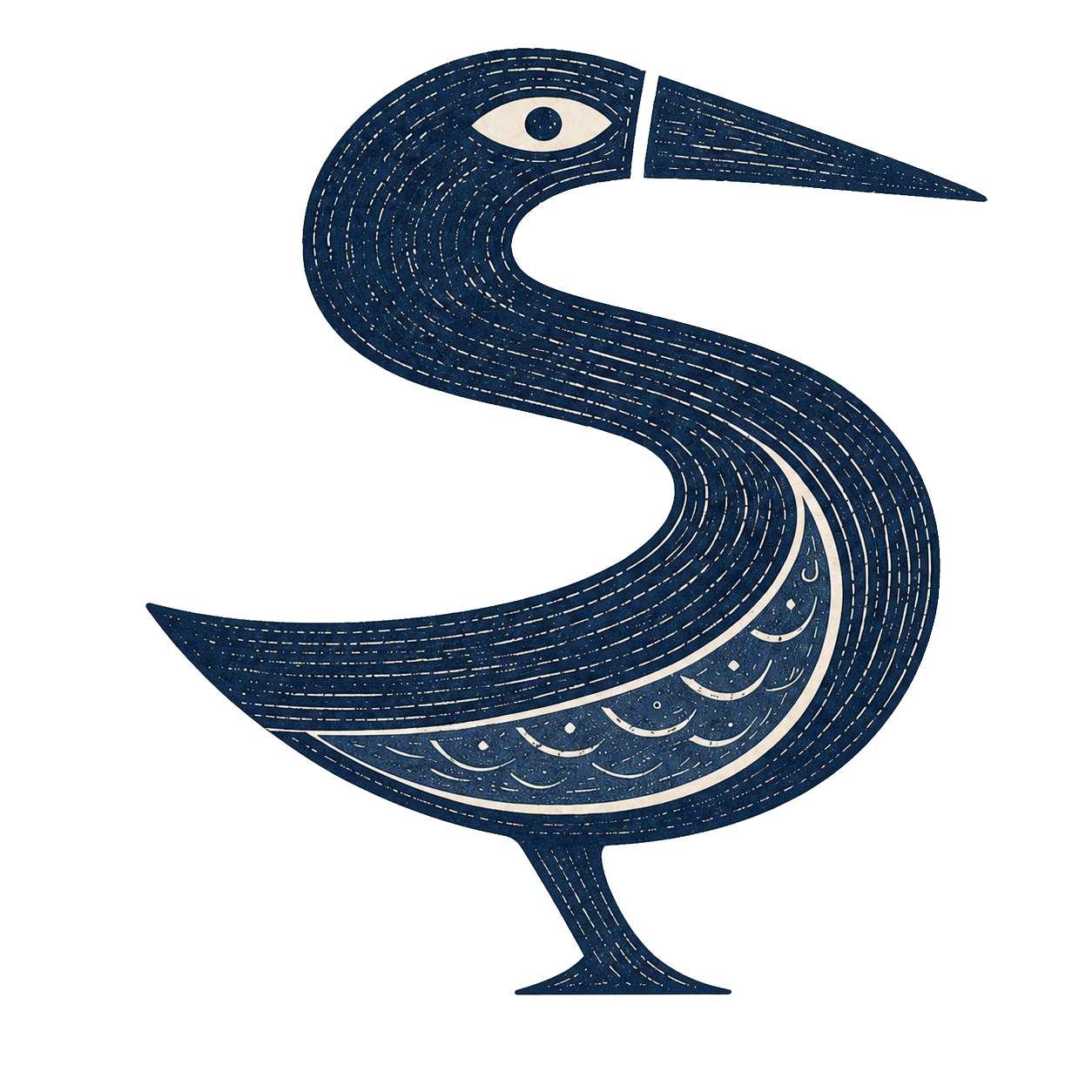 Illustrated bird shaped like an S, symbol of SeverinoBiu